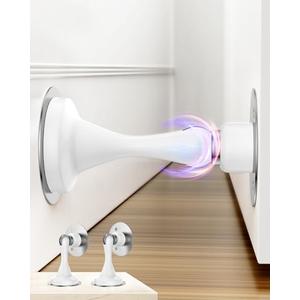 Magnetic Door Stoppers Door Catch - 2 Pack Stainless Steel Heavy Duty Door Stops for Bottom of Door, Wall & Floor Mounting No-Drill Strong Adhesive & Screws, Door Holder to Keep Door Open