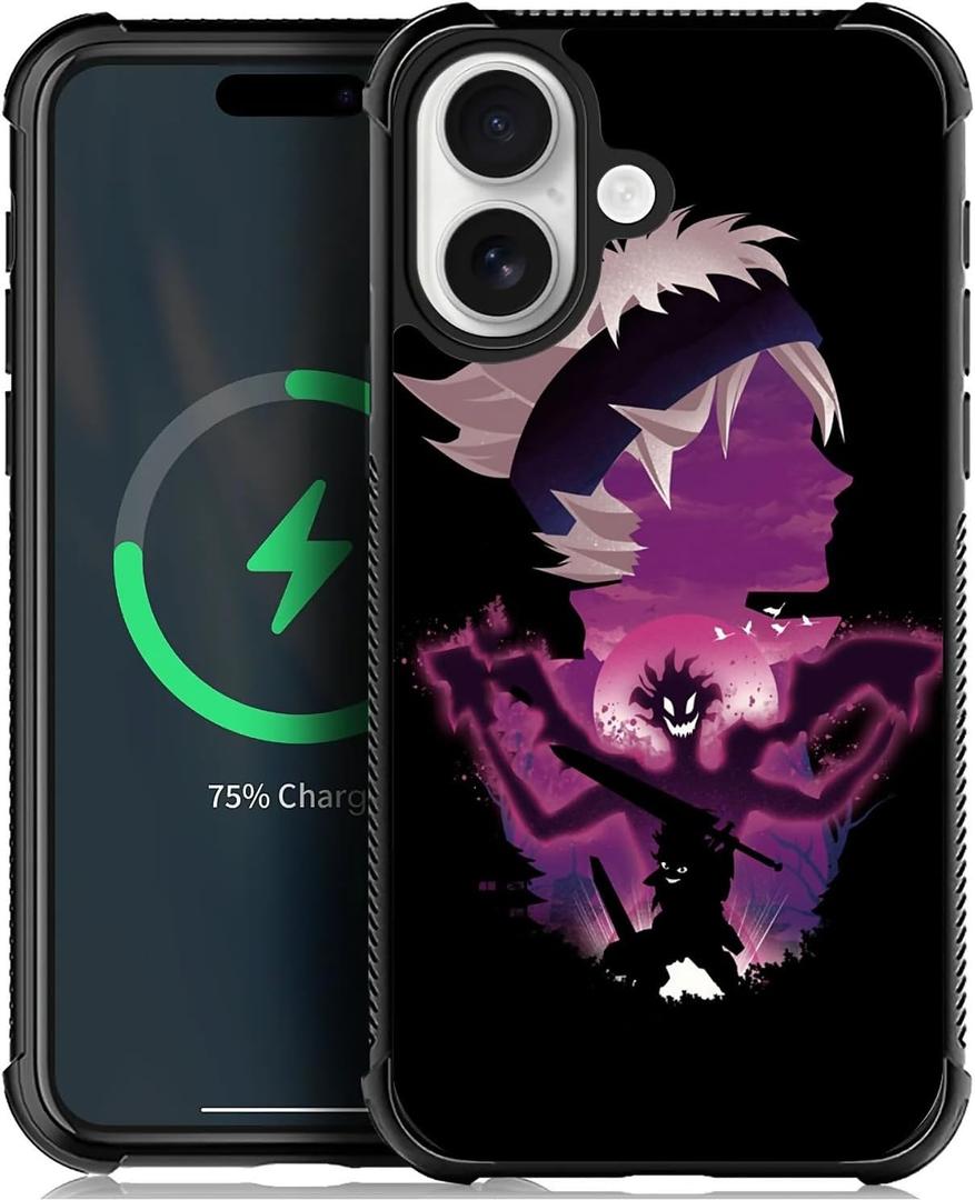 CARLOCA for iPhone 17 Compatible with Magsafe Case for Girl Boy Shockproof Soft Silicone Protection Magnetic Charge Fashion Pattern Purple Anime Face