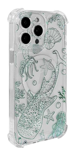 Weonmov for iPhone 16 Pro Max Case Clear Magnetic, Compatible with MagSafe, Ocean Marine Animals Pattern, Slim Shockproof Camera Lens Protection Phone Case for Women Men 6.7" - Green