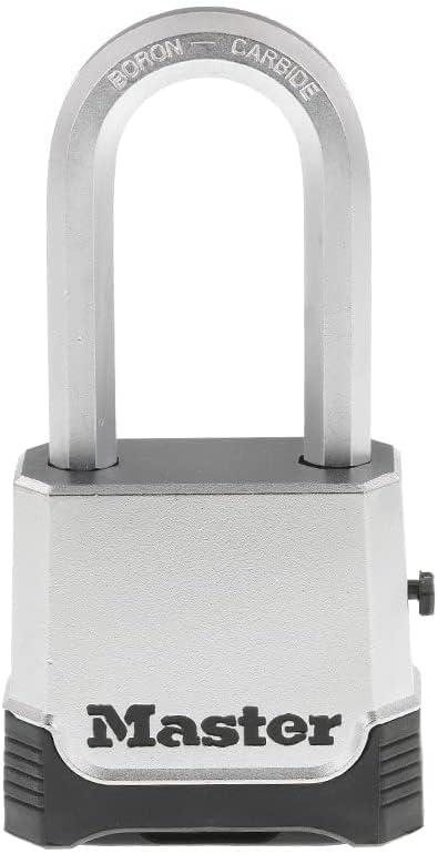 Master Lock Silver Outdoor Combination Lock, Heavy Duty Weather Resistant Padlock with Resettable Code and Cut Resistant Boron Carbide Shackle for Outdoor Use, M176XDLH