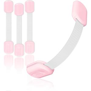 Cabinet Locks Provide Effective Baby Proofing - No Screws and Magnets Required Multi-purpose Suitable for Furniture Ovens Drawers Kitchens Toilet Seats (D - Pink, 1 pack of 4)