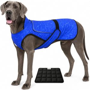 Dog Cooling Vest with Ice Pack – 2-Layer Evaporative Cooling Jacket with High Collar, UV Protection & Size-Matched Ice Pack – Cooling Vest for Dogs for Hot Weather (Blue Aqua, XX-Large)