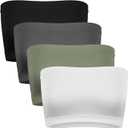 Cooraby Pack of 4 Women Tube Tops Summer Non-Padded Seamless Bra, 4 Colors (Large, Black, White, Light Green, Dark Grey)