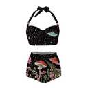Jndtueit Mushroon Women's Bathing Suits Top, Butterfly Bikini High Waisted Bottom 2 Pcs, Starry Night Colorful Sport Bath Tankini Swimsuit L
