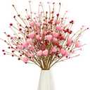 J'FLORU Valentine's Day Gifts Valentines Day Decorations 24 Pack Pink Heart Shaped Berry Picks with Red Berries for Valentines Day Wedding Candlelight Dinner Anniversary