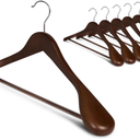 StorageWorks Wooden Hangers 6 Pack, Extra Wide Shoulder Wood Coat Hanger for Coats, Shirts, Jackets, Pants, Suits, Light Walnut Color