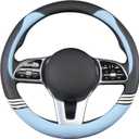 Cute Steering Wheel Cover for Women Men Leather Universal 15 inch,Black and Blue
