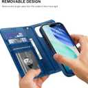 Bocasal Detachable Wallet Case for iPhone 17 Pro RFID Blocking Card Slots Holder Premium PU Leather Magnetic Kickstand Shockproof Wrist Strap Removable Flip Protective Cover 5G 6.3 inch (Blue)