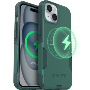 OtterBox iPhone 16e, iPhone 15, iPhone 14, iPhone 13 - Commuter MagSafe Case - Slim & Tough - Pocket-Friendly - Dual Layer Drop Protection - Port Covers  Non-Retail Packaging - Green (Get Your Greens)