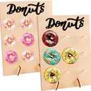 2 Pcs Wood Donut Wall Display Stand Reusable Rustic Doughnut Board Holder Donut Party Supplies for Wedding Birthday Family Party festival Table Decor