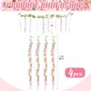 Thiccywoov 4pcs Wisteria Artificial Flowers Garland, 7.2Ft/Piece Wisteria Hanging Flowers Garland for Wedding Arch Decoration Outdoor Ceremony Home Backdrop Garden (Pink, Dark Pink, White)