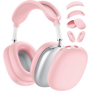 [4 in 1] Silicone Case Cover for AirPods Max USB-C (2024), Anti-Scratch Sweat-Proof Ear Pad Case Cover/Ear Cups Cover/Headband Cover Accessories Silicone Protector for AirPods Max Headphones (Pink)
