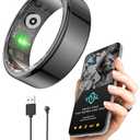 FREEZE2TRIM Vital Health Smart Ring for Women Rings for Men with Fitness, Sleep Monitor, Heart Rate, Activity Tracking, App (Size 9), Black