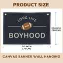 Long Live Boyhood Banner, Boys Room Nursery Decor, Baseball Linen Canvas Banner Wall Hanging Flag Decor for Nursery Playroom Toddler Kids Room 20x30
