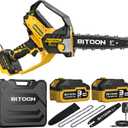 BITOON Mini Chainsaw Compatible with Dewalt Battery 20V MAX, Auto-Oiler, 8-Inch and 6-Inch 2-IN-1 Brushless Cordless Pruning Chainsaw, Battery Powered Mini Chainsaw for Wood Cutting (Tools only)