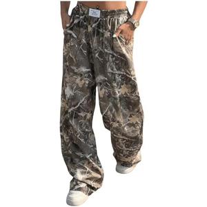 GORGLITTER Women's Camo Baggy Cargo Sweatpants Joggers Camouflage Straight Leg Sweat Pants Street Wear L