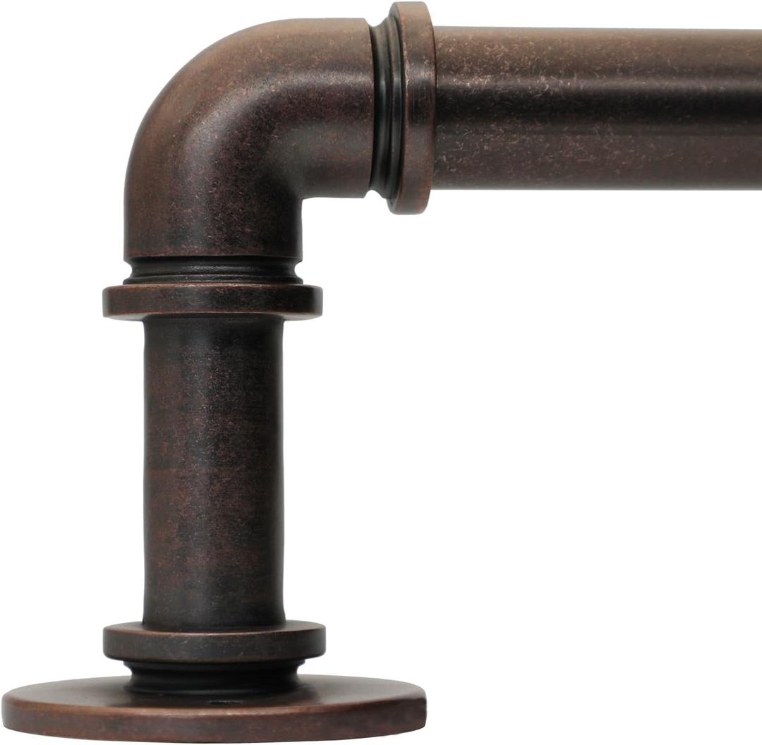 Industrial Curtain Rods for Windows 18 to 120 Inch, 1 Inch Blackout Wrap Around Drapery Rods, Adjustable Farmhouse Curtain Pole, Wall or Ceiling Mounted, for Living Room, Antique Red Bronze