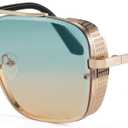 FEISEDY Sunglasses Mens Women Vintage Aviator Square Trendy Metal Steampunk Fishing Driving Sun Glasses B2894