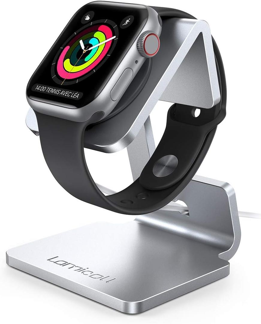 Lamicall Apple Watch Accessories, Watch Stand for Apple Watch Magnetic Fast Charger, Desk Charging Stand Holder Dock, Gift Gadget for iWatch Series SE 11 10 9 8 7 6 5 4 3 2 1, Series Ultra, Sliver