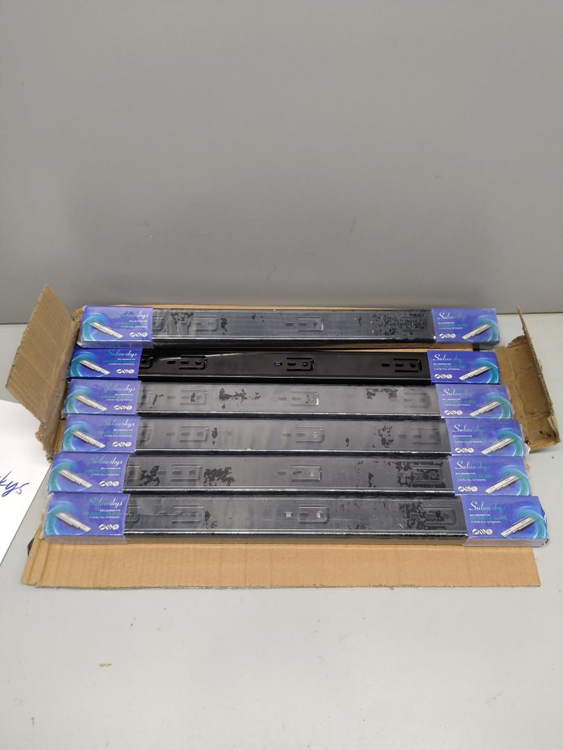 20 inch Drawer Slides 6 Pairs (12pcs) Full Extension Ball Bearing Drawer Rails Side Mount 3 fold Metal Dresser Runners for File Cabinet Trash Can Kitchen Wardrobe Glides 20" Black 100 LB Capacity