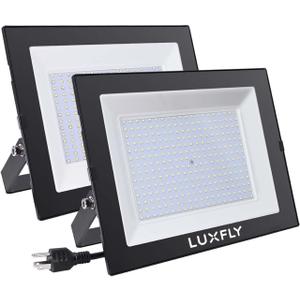 2 Pack LED Flood Lights Outdoor,200W 20000LM Super Bright Work Light with Plug, IP66 Waterproof Security Lights, 6500K Portable Floodlights for Patio, House, Garage