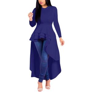 Sleeve Long Shirt Tops Dresses Dress Ruffle Bodycon High Women Low for Women's Summer Dresses for Women Work (X-Large, Black)