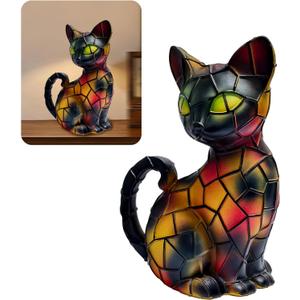 Cat Lamp, Stained Glass Cat Lamp, Pet Night Light Stained Glass Desk Decor for Home & Bedroom or Gifts