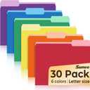 SUNEE File Folders, 30 Pack Manilla Folders 8.5 x 11, Colored File Folders Home Office School Supplies for Documents Files Paper, 6 Assorted Colors