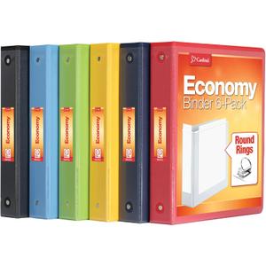 Cardinal 3 Ring Binders, 1.5 Inch, Round Rings, Holds 350 Sheets, ClearVue Presentation View, Non-Stick, Assorted Bright Colors, 6 Pack (79557)