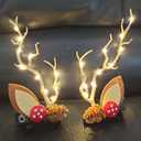 BSLVWG Christmas Hair Clips LED Christmas Glowing Hairpin Elk Antlers Feathers Headdress Tree Branch Hair Clips Colorful Xmas Headpiece Hair Dress Festival Hair Accessories for Women (08)