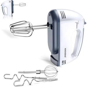 WADODO 200W Electric Hand Mixer, 7-Speeds Small Handheld Mixer with 304 Stainless Steel Beaters, Dough Hooks & Whisk Attachment, Portable Food Kitchen Mixer for Baking Cake Cookies Cream