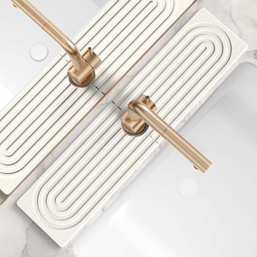 Large Faucet Mat for Kitchen Sink - Stone Drying Mat for Kitchen Counter, Diatomite Fast Drying Stone Sink Tray, Super Absorbent, Stylish Decor and Protector for Bathroom (Light Grey, 23.6" x 5.5")