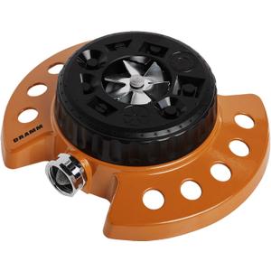 Dramm 15022 Color Storm 9-Pattern Premium Turret Sprinkler with Heavy-D, Orange