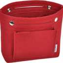 Vercord Mini Slim Small Felt Purse Organizer Insert Inside Handbag Tote Pocketbook for Women Burgundy