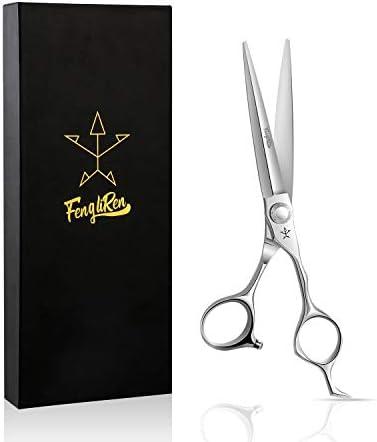 Fengliren High-end Professional Extremely Very Sharp Barber Hair Cutting Scissors Hairdresser Shears For Hair 6.5 Inch Haircut Scissor Made Of Stainless Steel Alloy For Hairdressing Salon and Home Use