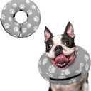 Supet Inflatable Dog Cone Collar Alternative After Surgery, Doggie Neck Donut Collar Recovery ECollar for Post Surgery, Soft Dog Cone for Small Medium Puppies Cats (S(Neck 7"-9.5"), T Paw Grey)