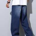 Men's Baggy Jeans Y2K Vintage Wide Leg Denim Pants Trousers | Hip Hop Loose Fit Skater Jeans 2000s Streetwear (Blue, S)