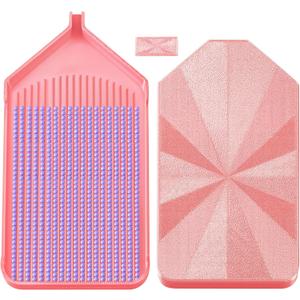 Upgraded Diamond Painting Trays with Lids, Dual Storage Tray & Lid Design, Diamond Art Accessories and Tools, Easy Pour Bead Tray for 5D Diamond Painting Kits (Pink)