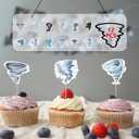 Tornado Birthday Party Decorations - Tornado Party Supplies including Happy Birthday Banner, Spirals, Cake Toppers, Table Centerpieces, Balloons, Tablecloth (LQ)