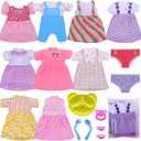 Baby Doll Clothes - Fits 12'' 13'' 14'' 15'' Girl Baby Dolls Clothes 360Sewing Dresses for with Dolls Diapers, Nipple, and Doll Accessories Pack of 18 Bag Set