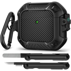 MOBOSI for AirPods 4 Case, Compatible with AirPods 4th Generation Case Cover with Lock&Keychain&Cleaner Kit, Full Body Shockproof Protective Hard Shell (2024), Black MOBOSI for AirPods 4 Case, Compatible with AirPods 4th Generation Case Cover with Lock&Keychain&Cleaner Kit, Full Body Shockproof Protective Hard Shell (2024), Black