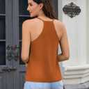 Women's V Neck Tank Tops Sleeveless Loose Shirts Orange (L)