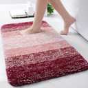 Arotive Microfiber Bathroom Rugs, Shaggy Soft and Absorbent Bath Rug, Non-Slip, Thick Plush Machine Washable Dry Bath Mats for Bathroom, Tub and Shower, 24x16, Burgundy
