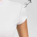 Womens Cap Sleeve Tops, Mock Neck Short Sleeve White Shirts, Ribbed Raw Hem Y2K Going Out Crop Top, Trendy Fitted Tee Shirt (White, L)