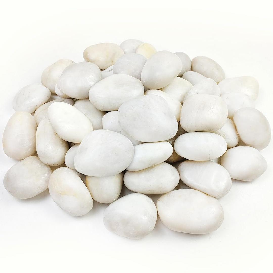 YISZM 40lbs Large River Rocks for Landscaping, 3-4" White Pebbles for Garden Design, Hand-Picked Smooth Stones for Fish Tank, Flower Pots, Indoor Water Fountains, Pathways, Backyard