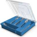 Silverware Tray with Lid, Utensil Holder for Kitchen Counter Plastic Flatware Organizers and Storage holder 5 Compartments Blue