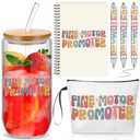 Maitys 6 Pcs Occupational Therapy Gifts for Women OT Month Therapist Gifts Makeup Bag 17 oz Glass Cup with Lid and Straw OT Spiral Journal with 3 Ballpoint Pen for Staff Coworker Graduate