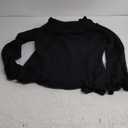 SOLY HUX Women's Cold Shoulder Ripped Sweater Goth Punk Long Sleeve Fitted Jumper Pullovers (Large)