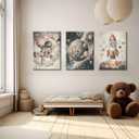 Nursery Space Astronaut Canvas Wall Art Rocket Ship And Astronaut Watercolor Painting Pictures Fun Outer Space Adventure Room Wall Decor Spaceman Planet Universe Posters Prints Artwork Framed