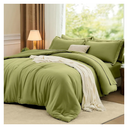 FUANNA Queen Comforter Set Olive Green, 7 Pieces Soft Bedding Sets Queen Size, All Season Lightweight Bed in a Bag with Comforter, Flat Sheet, Fitted Sheet, Pillowcases & Shams